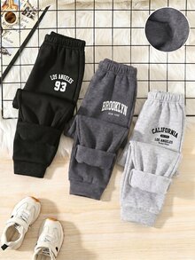 SHEIN 3 Random Pcs Kids Tween Boys Casual Sweatpants,Spring/Summer, AutumnOutfit, WinterOutfit, Back To School - Multicolor - View 2