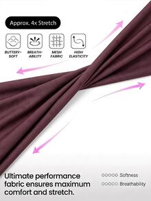 Muchica Women's Burgundy High Waist Biker Double Side Stripes Slimming Booty Lift Squat Proof Compression Sports Pants Gym Yoga Running Activewear Leggings - Chocolate Brown - View 4