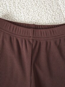 SHEIN Playful Pals 3件組女嬰秋季燈芯絨加厚背心、Mama's Girl印花衛衣、鬆緊長褲，巧克力棕與米色，可愛端莊圖案家庭套裝 - 彩色 - 查看 12