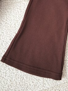 SHEIN Playful Pals 3件組女嬰秋季燈芯絨加厚背心、Mama's Girl印花衛衣、鬆緊長褲，巧克力棕與米色，可愛端莊圖案家庭套裝 - 彩色 - 查看 13