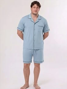 LUVLETTE Plus Size Men Loungewear Sets - Blue - View 2