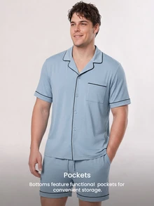 LUVLETTE Plus Size Men Loungewear Sets - Blue - View 5
