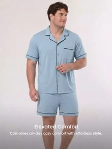 LUVLETTE Plus Size Men Loungewear Sets - Blue - View 8