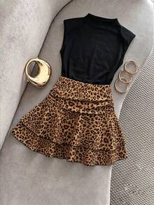 SHEIN Franclia Summer Elegant Sleeveless Dress With Polka Dot Hem - Black - View 3