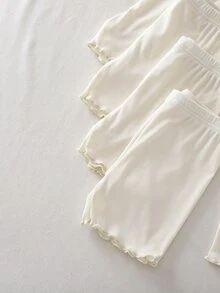 SHEIN 4 Random Sets Random Kids Young Girl Knitted Camisole Top And Elastic Waist Shorts Set - White - View 3