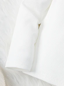 SHEIN 1組隨機款少女秋冬休閒素色高領T恤與內搭褲套裝 - 彩色 - 查看 5