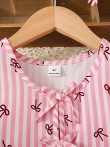SHEIN Setelan Musim Panas Anak Perempuan Warna Pink Muda, 1 Set Pakaian Anak Perempuan - Merah - View 4