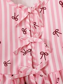 SHEIN Setelan Musim Panas Anak Perempuan Warna Pink Muda, 1 Set Pakaian Anak Perempuan - Merah - View 7