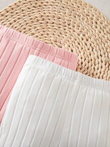 SHEIN Young Girl 2件組針織素色修身休閒內搭褲 - 彩色 - 查看 8