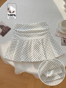 SHEIN Chân váy len dệt nhún ôm dáng casual màu trơn cho bé gái tween - trắng - Xem 5