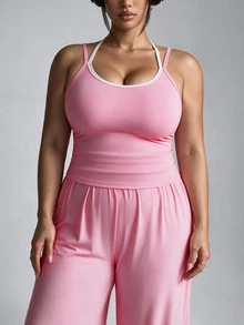 SHEIN Velisys Women Plus Size Sports Sets - Pink - View 4