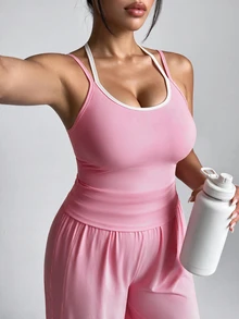 SHEIN Velisys Women Plus Size Sports Sets - Pink - View 3