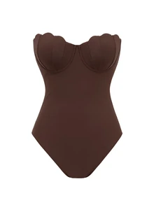 Swim Oasis 2026 Sexy Solid Black Bustier Tankini Swimsuit, Vacation Beach Crop Top And Mini Skirt 2 Pieces Set, Summer Essential - Brown - View 7