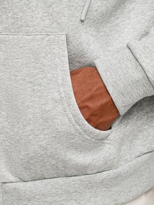 OTTIMOZO 男士時尚長袖拉鍊連帽外套附口袋 - 淺灰色 - 查看 6