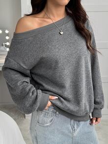 SHEIN EZwear 女士衛衣和連帽衫 - 深灰色 - 查看 6