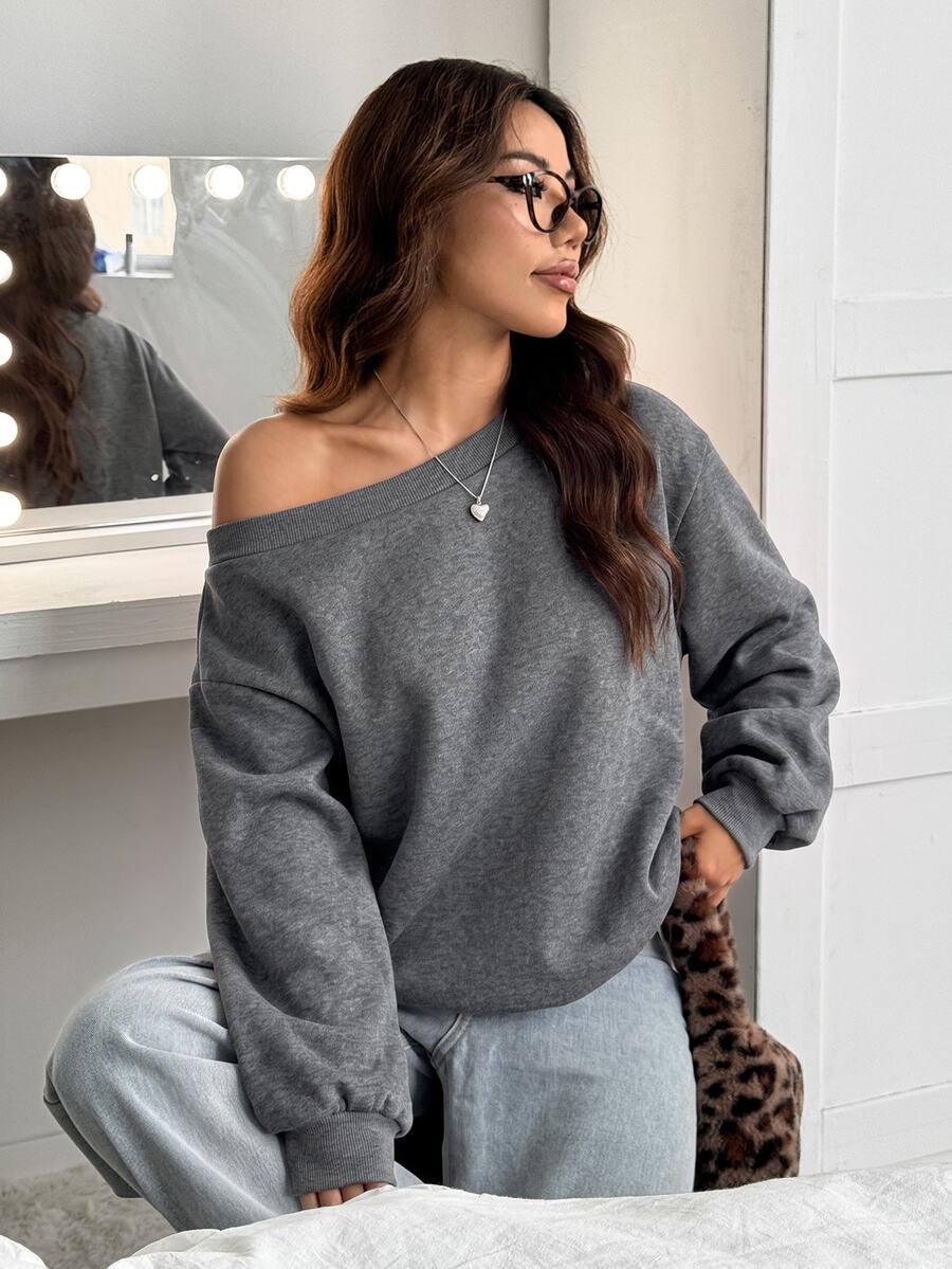 SHEIN EZwear 女士衛衣和連帽衫 - 深灰色 - 查看 1