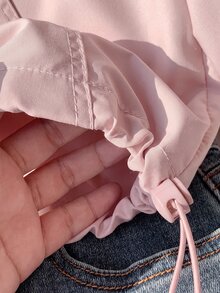 SHEIN EZwear 大尺碼休閒純色連帽夾克，春/秋季 - 粉色 - 查看 4