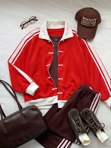 Comfortcana 2026秋冬/夏季/休閒/Y2K風格衣飾/可愛上衣/萬聖節/節慶穿搭/校園/外出穿搭 - 紅色 - 查看 6