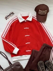 Comfortcana 2026秋冬/夏季/休閒/Y2K風格衣飾/可愛上衣/萬聖節/節慶穿搭/校園/外出穿搭 - 紅色 - 查看 3