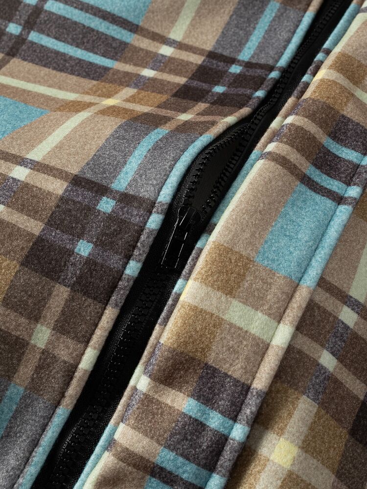 Manfinity Hypemode Jaket Wol Lengan Panjang Pria, Jaket Pria dengan Resleting Kerah, Jaket Pria Lengan Pendek Panjang - MultiWarna - View 4