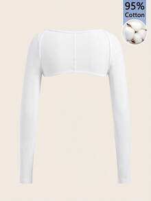 Tseoso White Solid Crop Bolero Shrug Top (Without Cami) - White - View 1