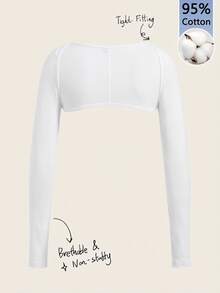 Tseoso White Solid Crop Bolero Shrug Top (Without Cami) - White - View 5