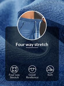 Flexra Plus Size Women's All-Season Stretch Casual Elastic Waist Drawstring Denim Jeans - Medium Wash - View 12