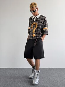 Sonviro 男士休閒寬鬆短褲，商務辦公短褲，送給男朋友或丈夫的禮物，情人節，春季到夏季，狂歡節，復古，街頭風，派對，聖帕特里克節，外出，送給我的男朋友 - 黑色 - 查看 5