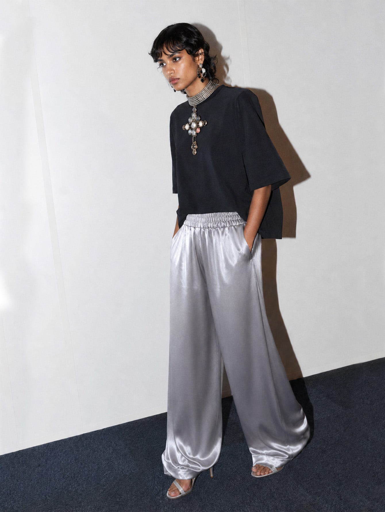 Silver Metallic Sweatpants