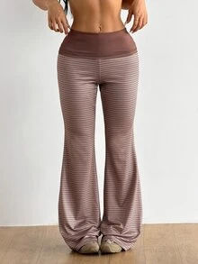 Coolane Women Black Pants Streetwear Versatile Vintage Side Drawstring Y2K Flare Long Pants - Multicolor - View 4