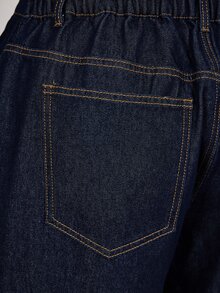 EMERY ROSE Jeans de Mezclilla Rectos Azul Marino Elegantes Casuales Minimalistas Talla Grande Verano Formal - Azul lavado oscuro - Ver 9