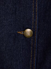 EMERY ROSE Plus Size Fashion Versatile Solid Color Washed Denim Jacket Formal Vacation Navy Blue Autumn Casual 1960s - Dark Wash - View 5