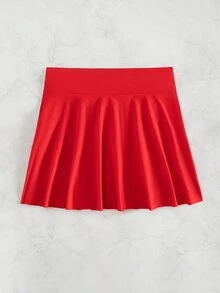 Swim Basics Women's Summer Beach Solid Color Skorts Swimwear Bottom - Red - View 2