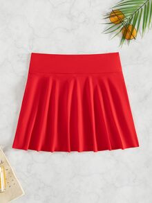 Swim Basics Women's Summer Beach Solid Color Skorts Swimwear Bottom - Red - View 3