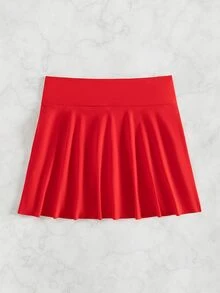 Swim Basics Women's Summer Beach Solid Color Skorts Swimwear Bottom - Red - View 4