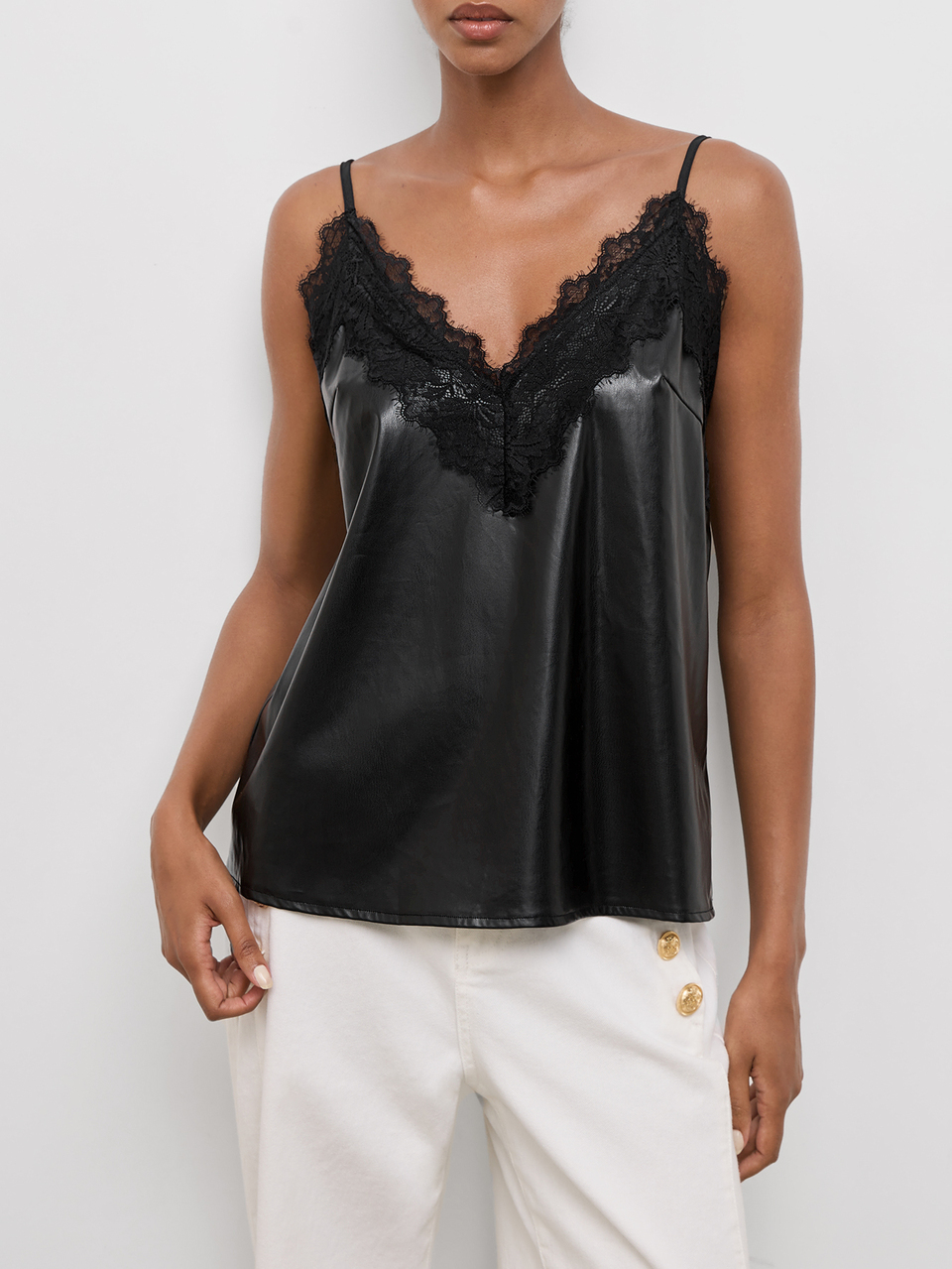 SHEIN Maija Women's Solid Color Contrast Lace Camisole