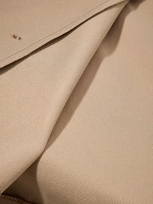 SHEIN ICON Plus Size Solid Color Double-Breasted Trench Coat Autumn Teachers' Day Office Evening Formal Elegant - Khaki - View 16