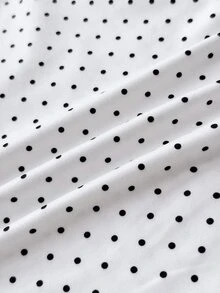 SHEIN Tween Girl Kids T-Shirts Polka Dot Pattern & Solid Color Knitted Fitted Waist Ruched Short 3pcsSuitable For Spring/Summer, Casual Personalized Outfit - Multicolor - View 6