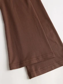 Sweetra Sexy Slimming Cowl Neck Metal Buckle Decor Versatile High-End Niche Top Night Out Date Night Brown And Gold Autumn - Brown - View 5