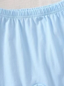 Newborn Baby Gray & Blue Solid Bear Pattern Top, Footed Pants, Hat & Gloves Set - Baby Blue - View 5