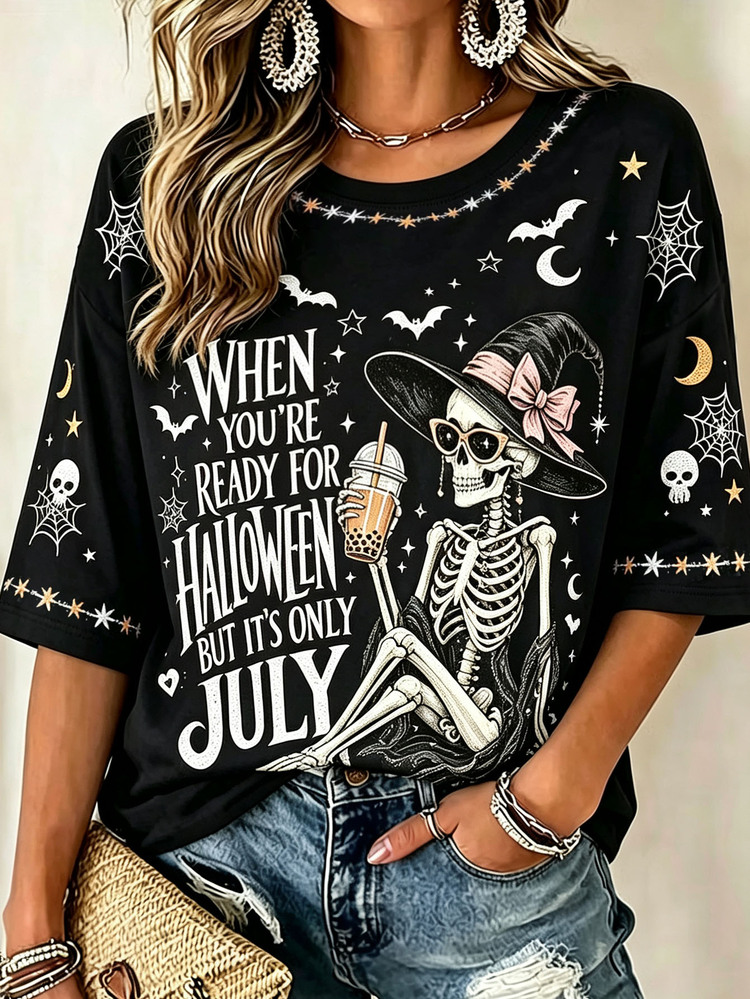 EMERY ROSE Plus-Size Women's Halloween T-Shirt For When You Want To Celebrate Halloween But It's Only July. - Multicolor - View 4