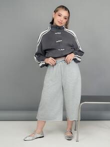 Ximena Robles Ximena Robles Summer For Women Streetwear Casual Sports Loose-Fitting Athletic Shorts, French Grey Track, For Gym , Run - Light Grey - View 1