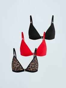 Softvol 3pcs/Set Front Closure Wireless Bras For Women - Multicolor - View 10