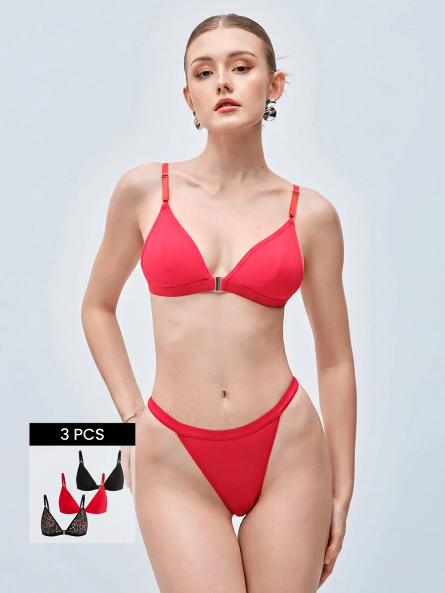 Softvol 3pcs/Set Front Closure Wireless Bras For Women