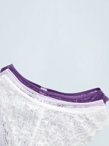 Softvol 3件装女士简约浪漫蕾丝设计比基尼内裤 - 彩色 - 查看 21