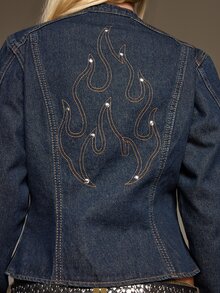 BAD SUNDAY Women's Casual Versatile Daily Denim Jacket - Dark Wash - View 1
