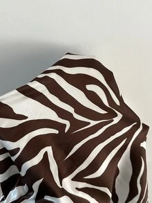 Aloruh 女款低腰休閒復古緞面百搭棕色美拉德色長裙 - 棕色 - 查看 7