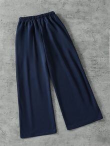 SHEIN Coolqubz Tween Boy Drawstring Waist Colorblock Casual Everyday Sweatpants - Navy Blue - View 2