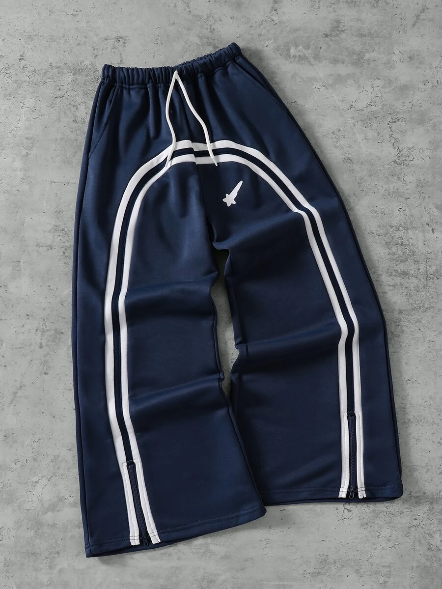 SHEIN Coolqubz Tween Boy Drawstring Waist Colorblock Casual Everyday Sweatpants - Navy Blue - View 1