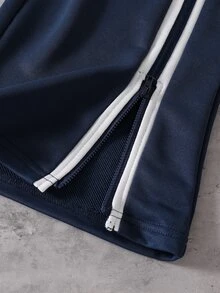 SHEIN Coolqubz Tween Boy Drawstring Waist Colorblock Casual Everyday Sweatpants - Navy Blue - View 4